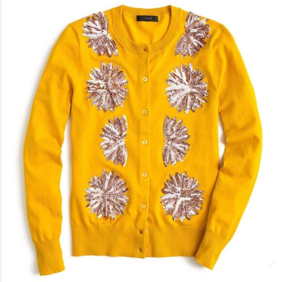 J.CREW Jackie Cardigan sweater sequin embellished L NWT - Picture 1 of 10